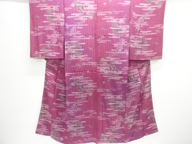 JAPANESE KIMONO / ANTIQUE KIMONO / SILK / KINSHA / EGASUMI WITH FAN & DRUM